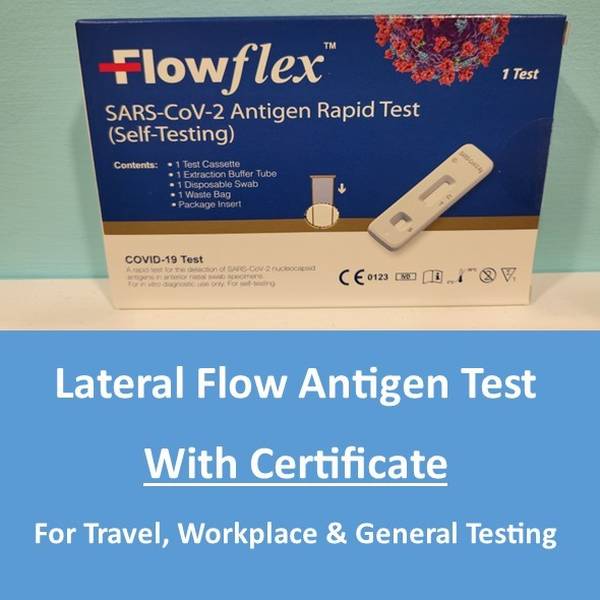 COVID Lateral Flow Antigen Test (With certificate for travel or general testing)